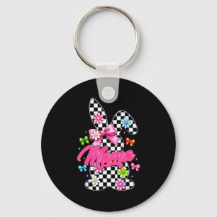 Cute mama chequered bunny coquette bow easter day key ring