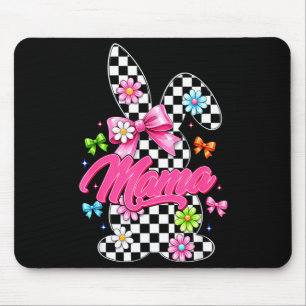 Cute mama chequered bunny coquette bow easter day mouse pad
