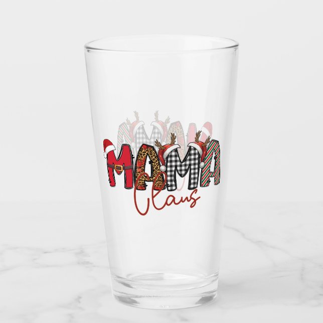 Cute Mama Claus script  Glass (Front)