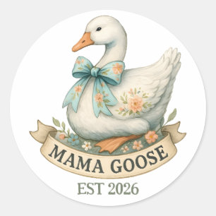 Cute Mama Goose Vintage Farm Animal Mom Goose Classic Round Sticker