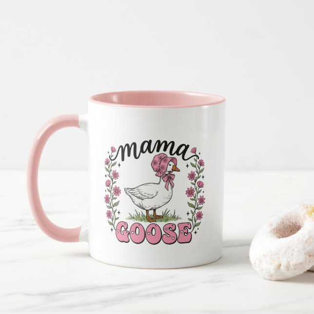 Cute Mama goose word art Mug (With Donut)