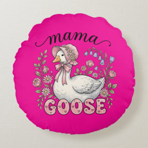Cute Mama goose word art Round Cushion