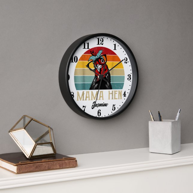 Cute Mama hen add name Clock (Office)