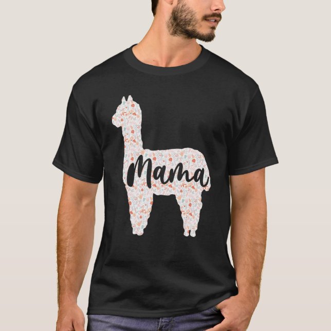 Cute Mama Llama Alpaca  Mother's Day Women Mum Bir T-Shirt (Front)