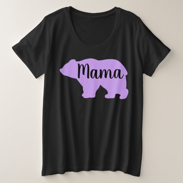 Cute Mama purple bear design mothers day gift Plus Size T-Shirt (Design Front)