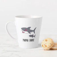 Cute Mama Shark and Baby Shark Latte Mug