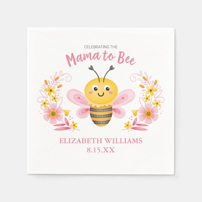 Cute Mama to Bee Baby Shower Napkins (Front)