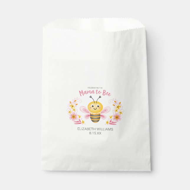 Cute Mama to Bee Girl Baby Shower Favour Bags (Front)
