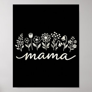 Cute Mama Wildflower Outline Aesthetic Mum Life Poster