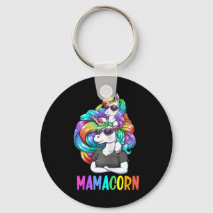 Cute Mamacorn Fun Unicorn Mothers Day Rainbow Colo Key Ring