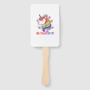 Cute Mamacorn Unicorn Mom Birthday Outfit Rainbow Hand Fan