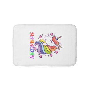 Cute Mamacorn Unicorn Mum Birthday Outfit Rainbow Bath Mat