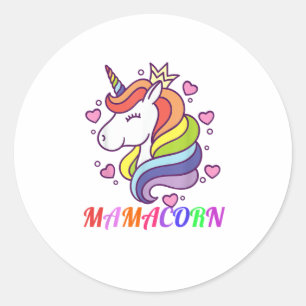 Cute Mamacorn Unicorn Mum Birthday Outfit Rainbow Classic Round Sticker