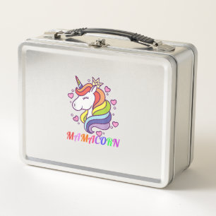 Cute Mamacorn Unicorn Mum Birthday Outfit Rainbow  Metal Lunch Box