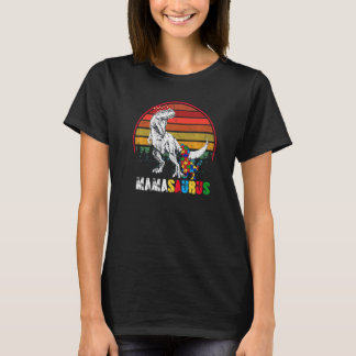 Cute Mamasaurus T Rex Dinosaur Mama Autism Awarene T-Shirt