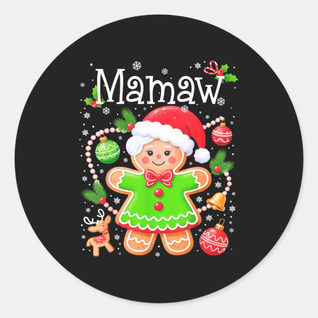 Cute Mamaw Gingerbread Family Matching Christmas C Classic Round Sticker (Front)