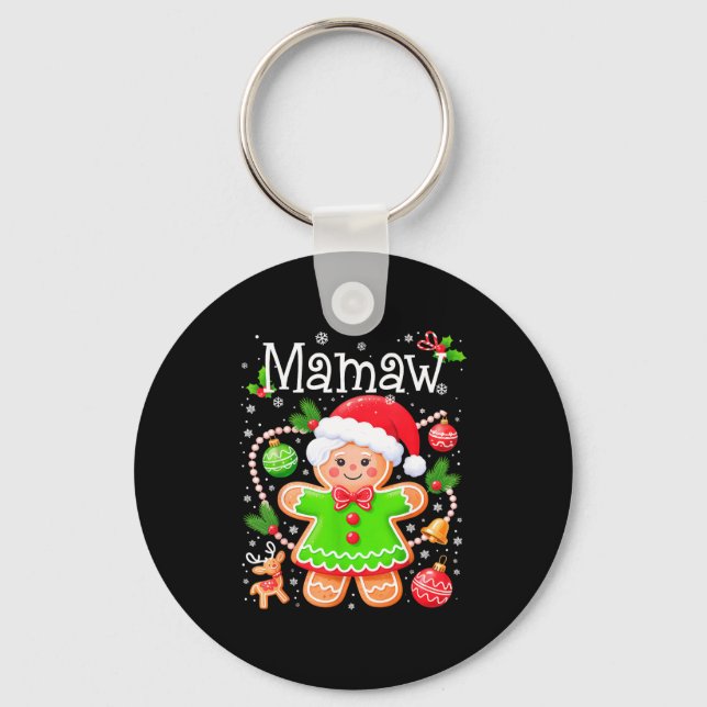 Cute Mamaw Gingerbread Family Matching Christmas C Key Ring (Front)