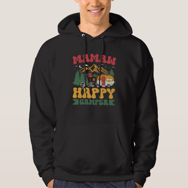 Cute Mamaw Of The Happy Camper Groovy Camping Trip Hoodie (Front)