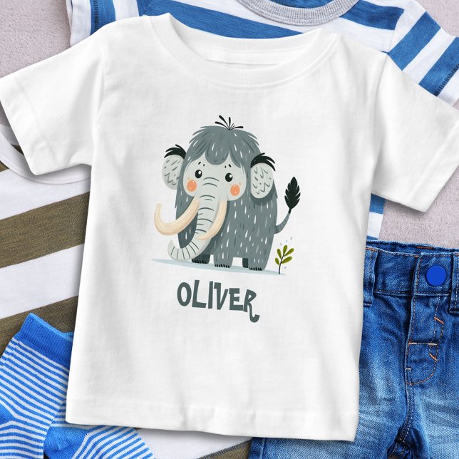 Cute Mammoth Personalised Baby T-Shirt (Creator Uploaded)