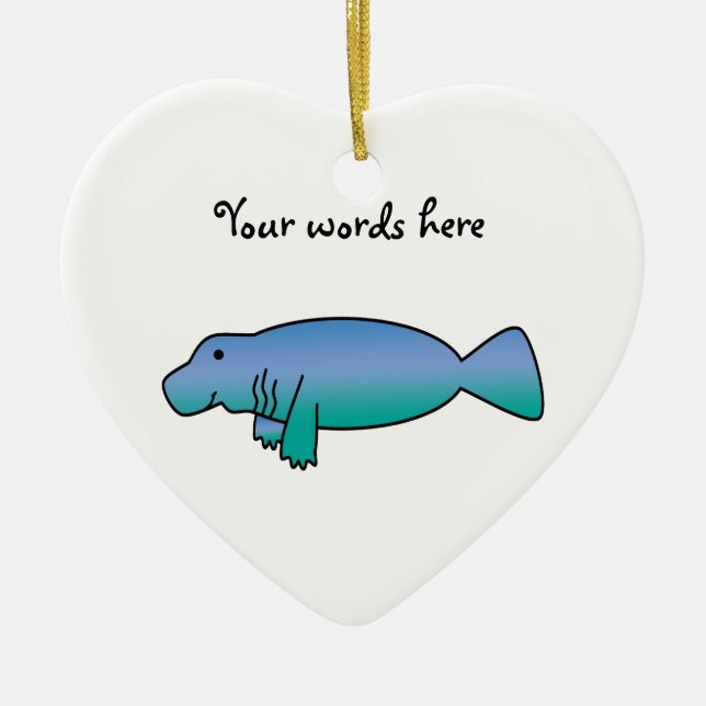 Cute manatee ceramic tree decoration (Front)