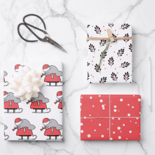 Cute Manatee Christmas Wrapping Paper Sheet
