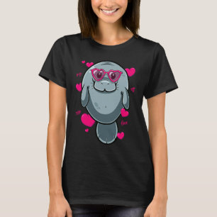 Cute Manatee For Girls Heart Glasses Manatee Vale T-Shirt