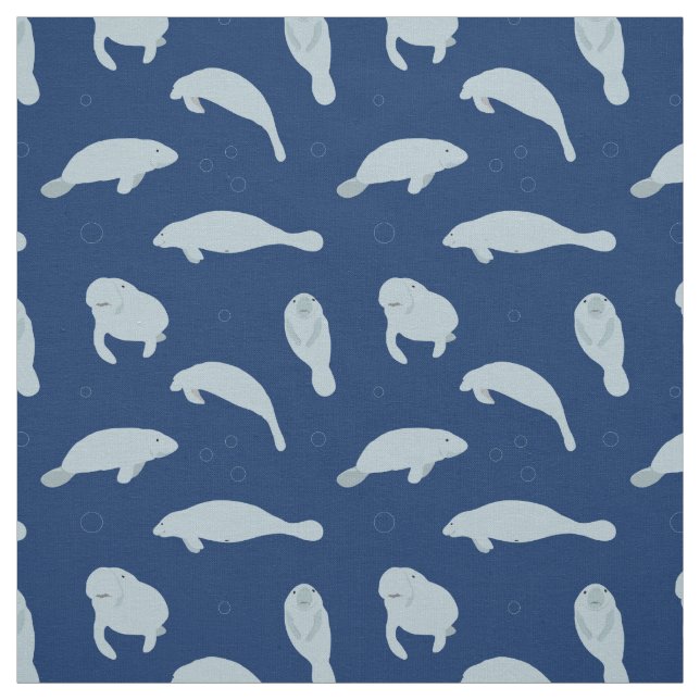 Cute Manatee Pattern Fabric (Swatch)