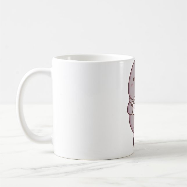 Cute Manatee Pouring Tea Into Teacup Coffee Mug (Left)