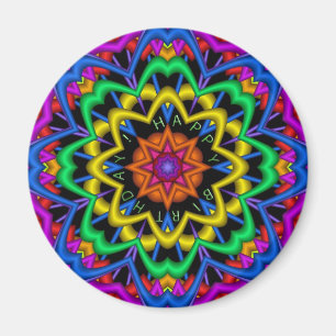 Cute Mandala Birthday magnet with Text