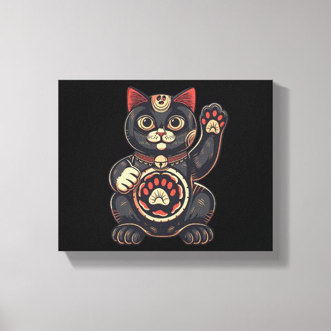  cute Maneki Neko cat print drawn Japanese  (Front)