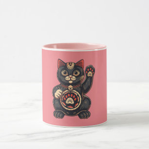  cute Maneki Neko cat print drawn Japanese  Mug