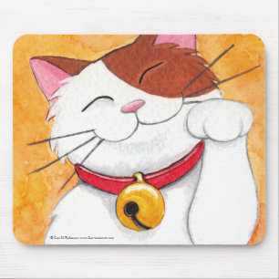 Cute Maneki Neko Lucky Calico Cat Mousepads