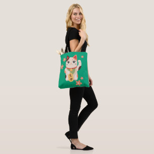 Cute Maneki Neko Lucky Cat Tote Bag
