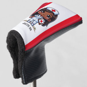 Cute Manga Black Nurse Brown Hair and Eyes Custom Golf Head Cover
