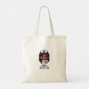 Cute Manga Black Nurse Caricature Custom Tote Bag
