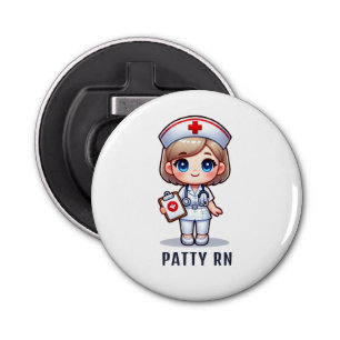 Cute Manga Blonde Nurse Caricature Personalised Bottle Opener