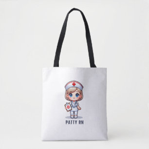 Cute Manga Blonde Nurse Caricature Personalised Tote Bag