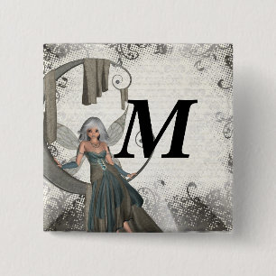 Cute manga fairy 15 cm square badge