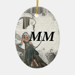 Cute manga fairy ceramic tree decoration