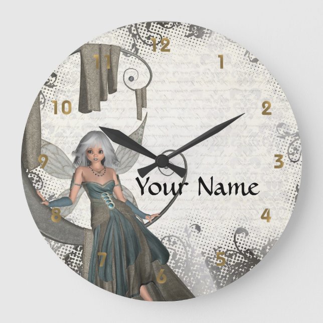 Cute manga fairy large clock (Front)