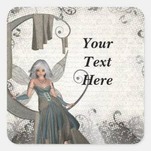 Cute manga fairy square sticker