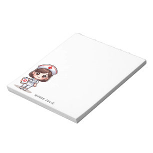 Cute Manga Nurse Brunette Brown Eyes Custom Notepad