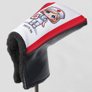 Cute Manga Nurse with Blonde Hair Blue Eyes Custom Golf Head Cover