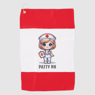 Cute Manga Nurse with Blonde Hair Blue Eyes Custom Golf Towel