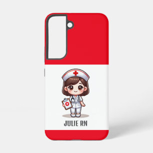 Cute Manga Nurse with Brown Hair Brown Eyes Custom Samsung Galaxy Case