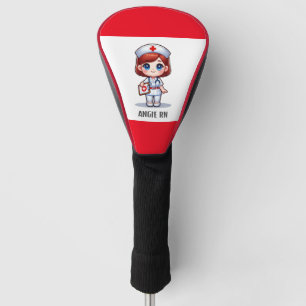 Cute Manga Nurse with Red Hair Blue Eyes Custom Golf Head Cover