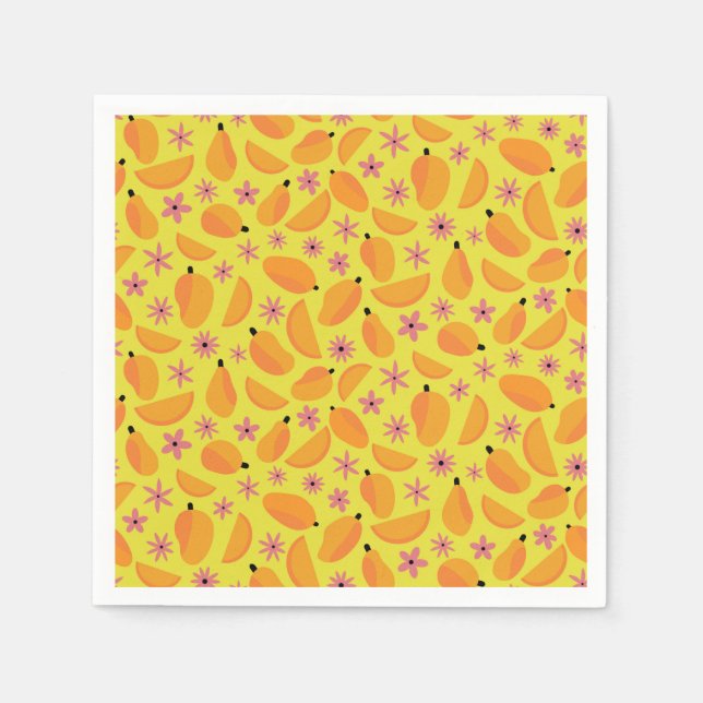 Cute mango fruit and flowers pattern  napkin (Front)