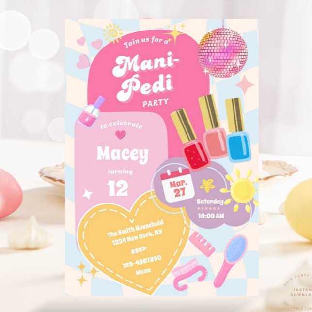 Cute Mani Pedi Pamper Spa Birthday Glam  Invitation (Creator Uploaded)