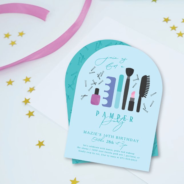 Cute Manicure & Makeup Spa Pamper Birthday Party  Invitation (Creator Uploaded)