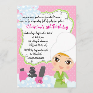 Cute Manicure Spa Birthday Party Invitation